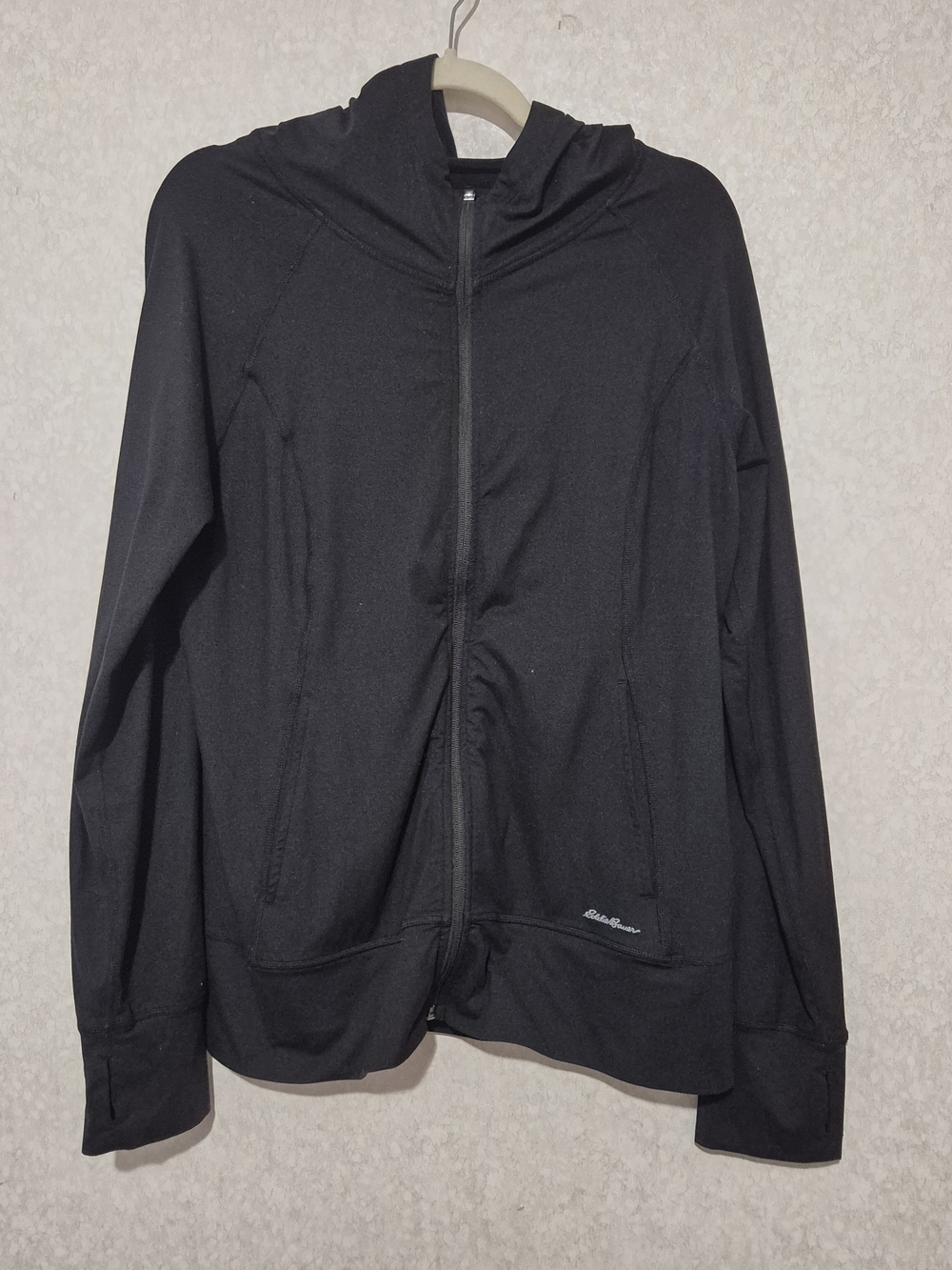 Eddie Bauer Black Full-Zip Hooded Sweatshirt-Size:L